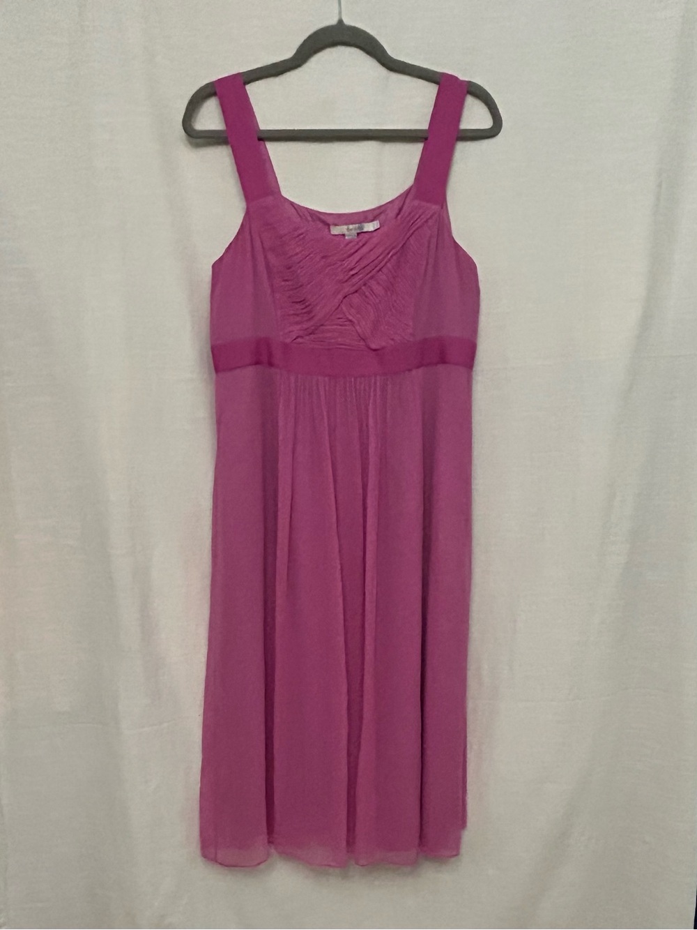 Boden Fuchsia 100% Silk Pleated Chiffon Dress bridesmaid prom colorful